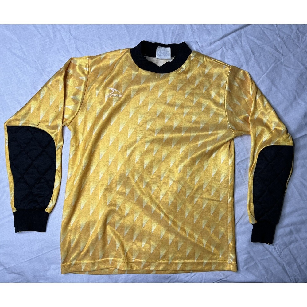 Score Soccer Jersey Youth Size Medium Yellow Long Sleeve Vintage 1990s